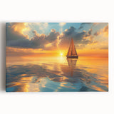 Sailboat illustration in black and white on large stretched canvas, suitable for kitchen wall art.