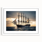Extra large abstract art print of a sailboat, featuring textured blue and white hues on a framed canvas.