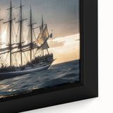 Extra large framed canvas featuring a black sailboat on a vibrant, textured sea, ideal for living room decor.