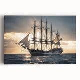 Black and white photograph of a sailboat on canvas, ideal for kitchen wall art.