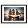 Extra large abstract art print of a colorful sailboat, with textured details on a black framed canvas.