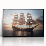 Large abstract wall art depicting a sailboat in vibrant blue and white tones on a black acrylic frame.