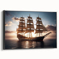 Black and white framed canvas of a vintage sailboat, ideal for bedroom wall art.