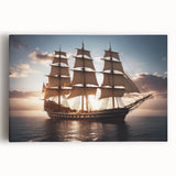 Black and white image of a sailboat on stretched canvas, suitable for kitchen wall art.