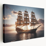 Sailboat on a serene blue ocean on stretched canvas, ideal for kitchen wall art.