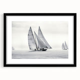 Extra large abstract art print of a colorful sailboat, textured design on a black framed canvas, ideal for living room decor.