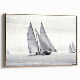Framed canvas of a vintage sailboat in colorful art style, ideal for enhancing a nautical-themed room decor.