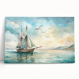 Black and white photo of sailboats on stretched canvas, ideal for kitchen wall art or bedroom ambiance.