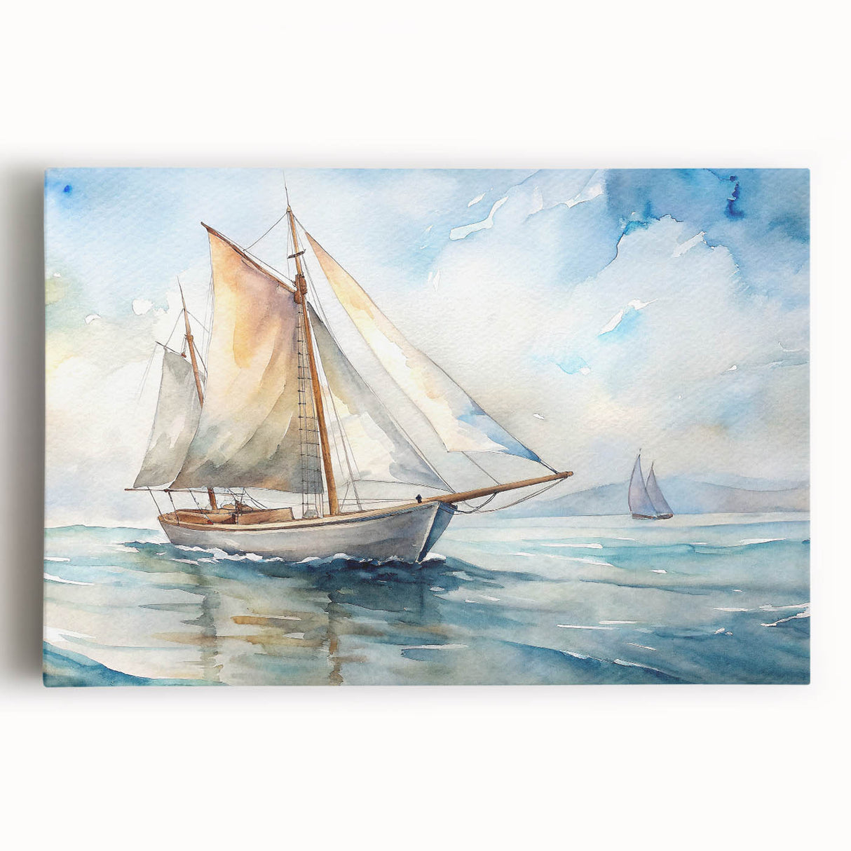 Black and white photo of sailboats on a lake, printed on large stretched canvas, suitable for kitchen wall art.
