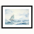 Abstract art print of a colorful sailboat, textured appearance on a black framed canvas, ideal for living room decor.