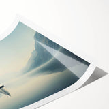 Extra large wall art featuring a sailboat on calm waters, in muted blue and gray tones, ideal for large living room decor.