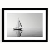 Extra large abstract art print of a colorful sailboat, textured design on a black framed canvas, ideal for living room decor.