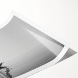 Extra large wall art featuring a sailboat on a calm sea, rendered in soft gray and blue tones on a rolled canvas.