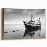 Framed canvas featuring a vintage sailboat on a colorful sea, ideal for enhancing a nautical-themed living room.