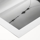 Art deco style sailboat poster in muted blue and cream tones on rolled canvas, suitable for dining room wall art.