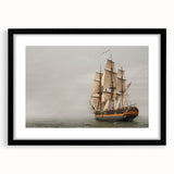 Extra large abstract art print of colorful, textured boats on a black framed canvas, ideal for living room decor.