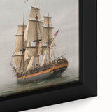 Extra large black wall art featuring a colorful, textured depiction of a ship, ideal for living room decor.