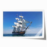 Extra large rolled print of a colorful abstract boat on water, ideal for art wall dining room.