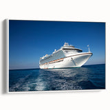 Framed canvas of a vintage-style black ship on a muted gray ocean, ideal for bedroom wall art.