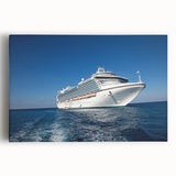 Black and white photograph of a vintage ship on stretched canvas, suitable as large kitchen wall art.