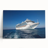 Black and white photo of a ship on a stretched canvas, ideal for kitchen wall art or bedroom decor.