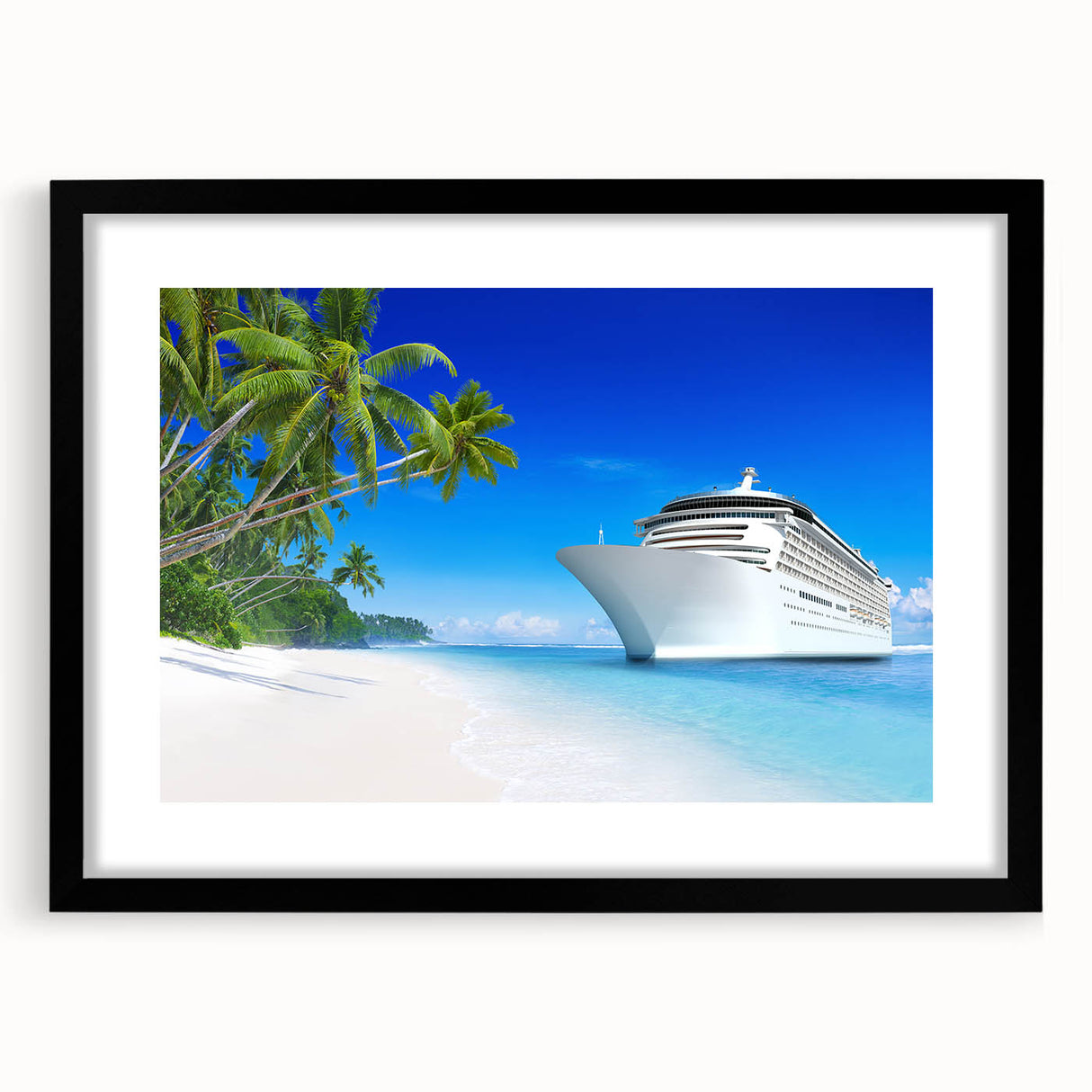 Extra large abstract art print featuring a colorful, textured depiction of ships on canvas, ideal for living room decor.
