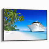 Black and white framed canvas featuring a vintage ship, ideal for bedroom wall decor.