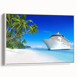 Framed canvas of a vintage ship in black and white, ideal for bedroom wall art.