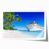 Extra large wall art featuring a detailed ship illustration on a rolled print, using muted blue and gray tones.