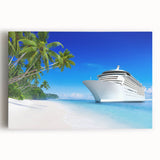 Black and white photo of a vintage ship, printed on large stretched canvas, ideal for kitchen wall art.