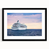 Extra large abstract art print of a colorful, textured ship on a black framed canvas, ideal for living room decor.
