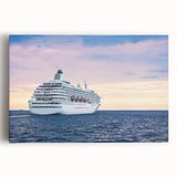 Black and white photograph of a vintage ship on stretched canvas, ideal for kitchen wall art.