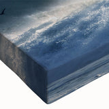 Black and white landscape art painting of a ship on a lake, printed on large stretched canvas, ideal for bedroom wall decor.