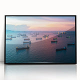 Large abstract wall art featuring a ship in muted gray tones on a framed acrylic, ideal for modern office decor.