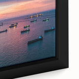 Extra large framed canvas featuring a black ship with colorful, textured details, ideal for living room decor.