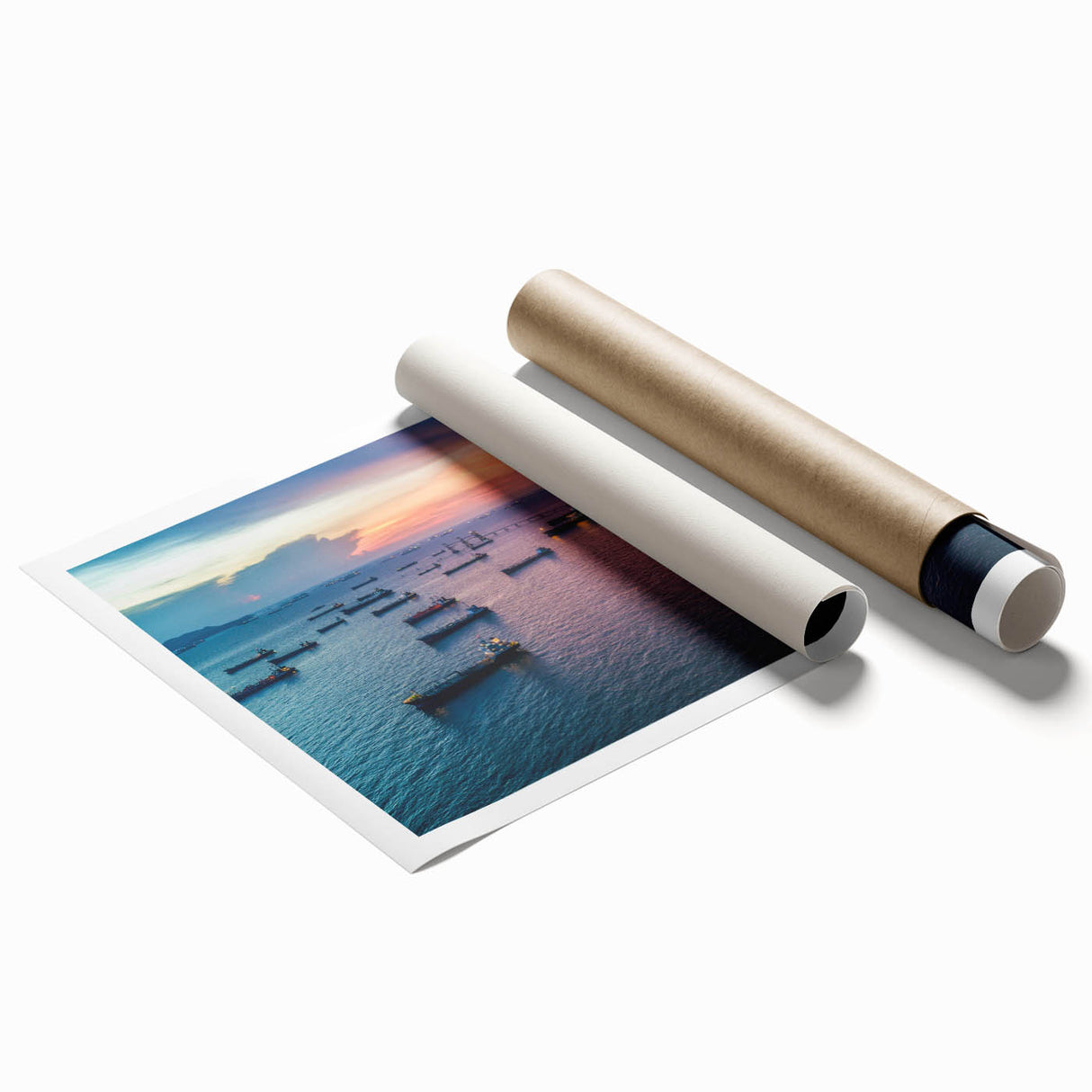 Extra large rolled print featuring a vintage ship design in muted gray tones, ideal for classy bathroom wall art.