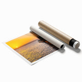 Extra large wall art featuring a minimalist boat design in muted blues and grays on rolled canvas.