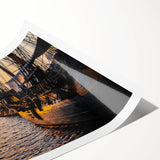 Extra large wall art featuring a line art design of flowers in soft pastel hues on a rolled print.