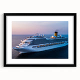 Abstract art print of colorful boats on textured canvas, framed in black, ideal for extra large living room wall art.