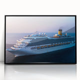 Large abstract wall art featuring a stylized ship in muted gray, framed acrylic, ideal for modern living room decor.