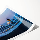 Extra large wall art featuring a line art design of flowers, in black and white, on a rolled print.