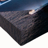 Black and white landscape art painting of a ship on stretched canvas, ideal for bedroom wall decor.