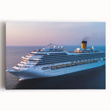 Black and white photo of a vintage ship on stretched canvas, ideal for kitchen wall art.