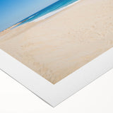 Art deco poster featuring a stylized ocean liner in bold blue and white tones on rolled canvas.