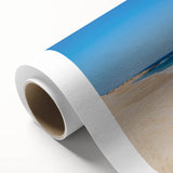 Art deco poster of a vintage ship in muted blues and grays on rolled canvas, ideal for nursery wall art.