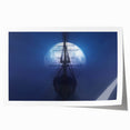 Extra large wall art featuring a detailed ship illustration on rolled print, set in muted oceanic blues.