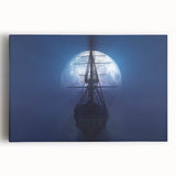 Black and white photograph of a vintage ship, printed on large stretched canvas, ideal for kitchen wall art.