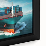 Extra large framed canvas featuring a black textured ship design with colorful art accents, ideal for living room decor.