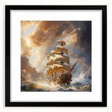 Colorful abstract art print of a stylized boat, using vibrant hues on a textured large canvas, ideal for living room decor.