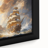 Extra large framed canvas featuring a textured, colorful depiction of ships, ideal for living room decor.